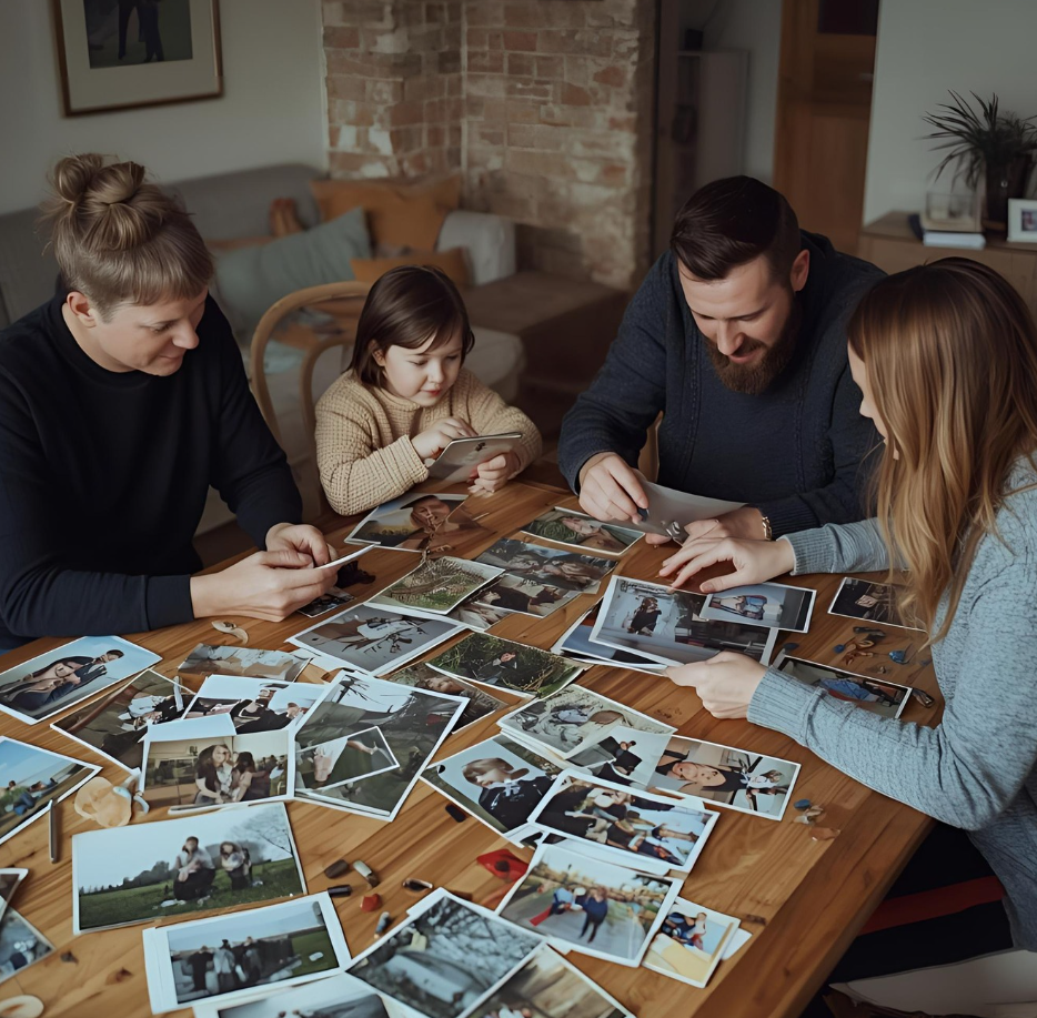 Family photos prepared for scanning